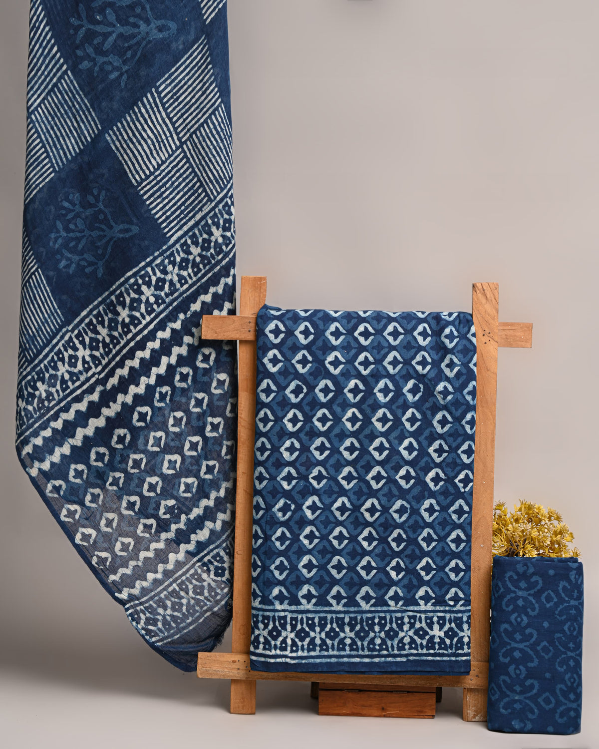 Hand Block Printed Soft Cotton Suit Set With Mulmul Dupatta 69
