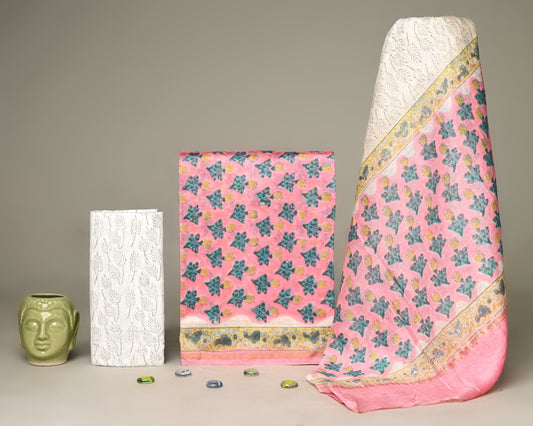 Premium Hand Block Print Chanderi Silk Suit