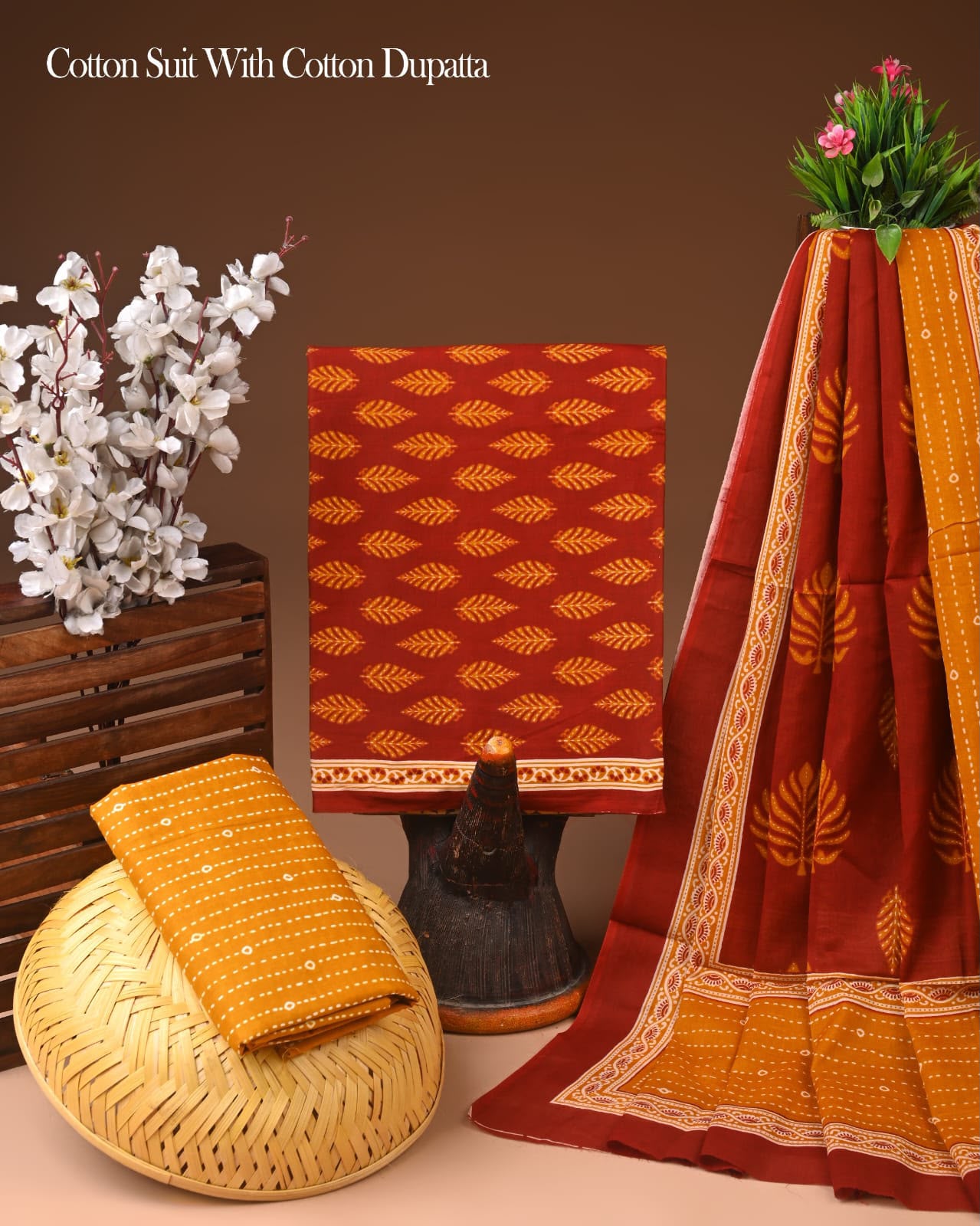 Ethnic Hand Block Printed Cotton Suit with Comfortable Cotton Dupatta
