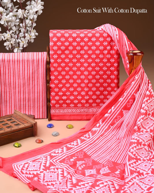 Sanganeri Hand Block Print Cotton Suit Set for Women 34