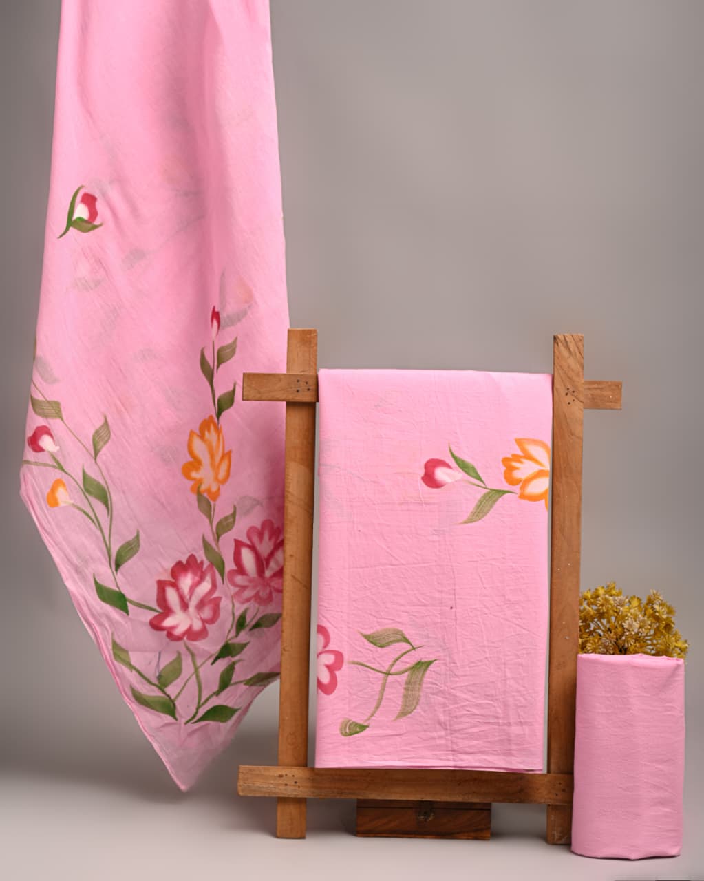 Hand Block Printed Organic Cotton Suit With Mulmul Dupatta