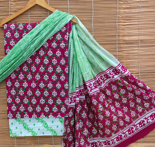 Soft Cotton Suit Set With Mulmul Dupatta