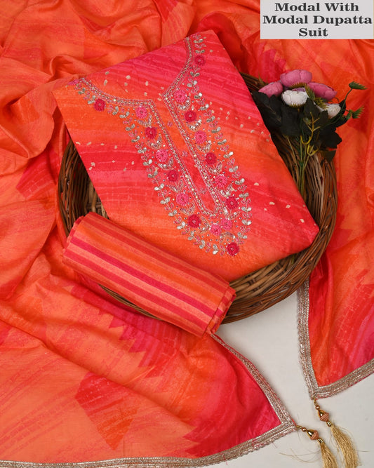 Multicolor Muslin Suit with Heavy Jardozi Work (PCVMSD14)