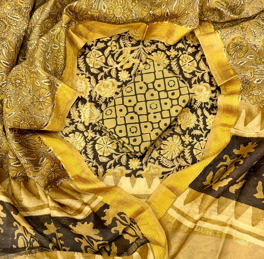 Premium Hand Block Printed MaheshwariSilk Suit