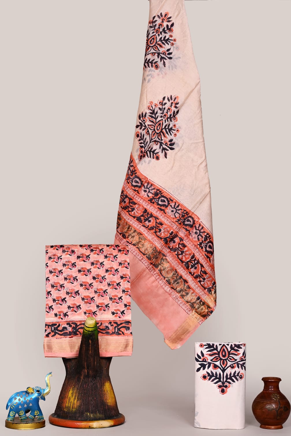 Premium Bagru Hand Block Print Maheshwari Silk Suit
