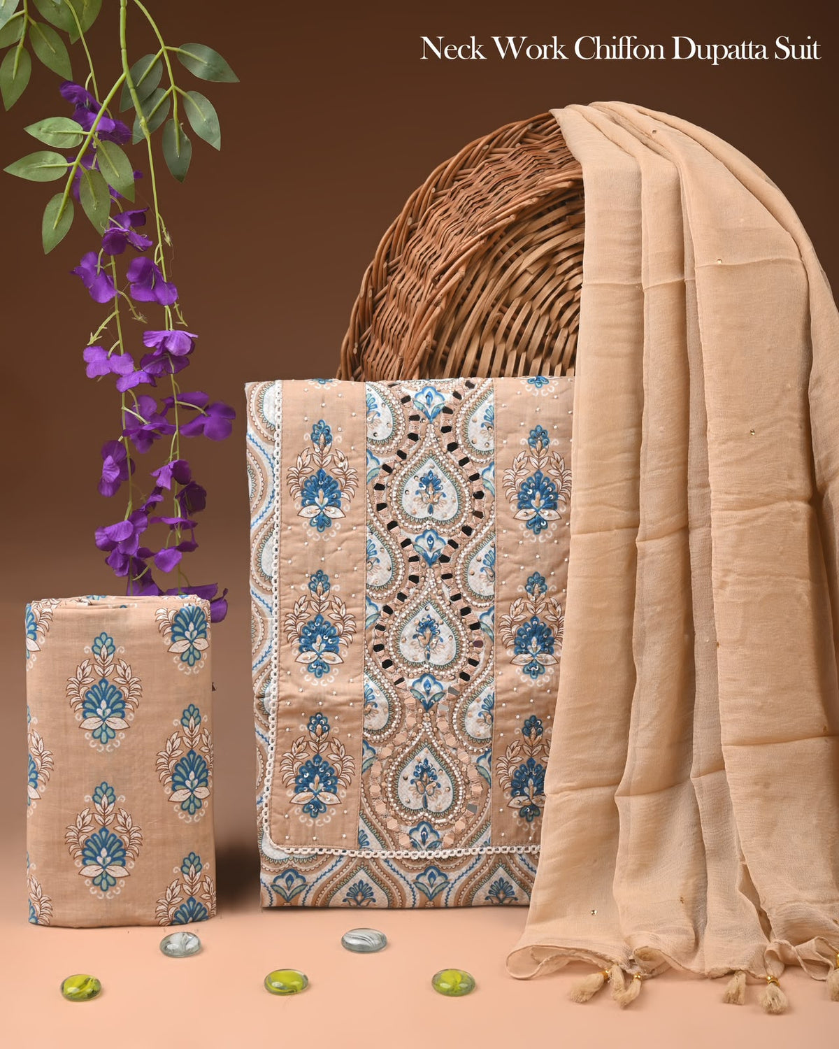 Premium Soft Cotton Gota Patti Work Suit with Chiffon Dupatta