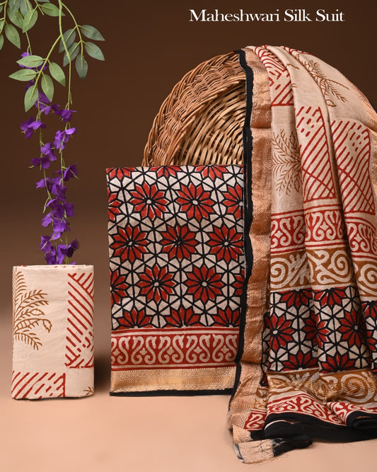 Luxury Maheshwari Silk Suit Set