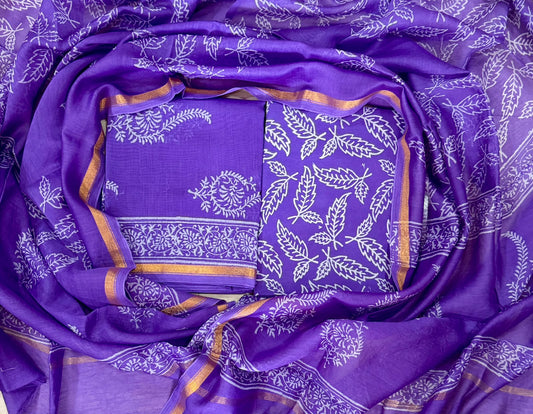 Sanganeri Prints Chanderi Silk Suit Set