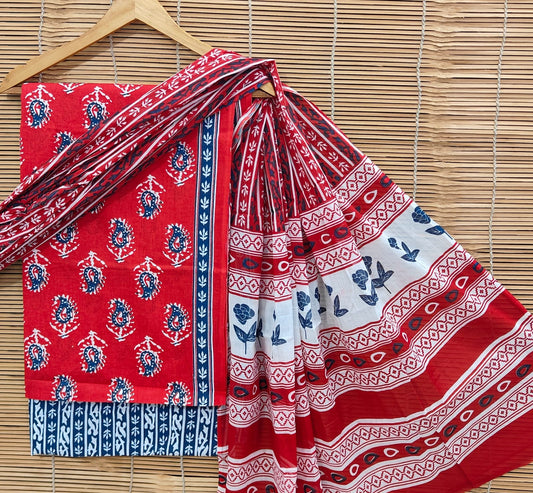 Exclusive Print Organic Cotton Suit With Mulmul Dupatta