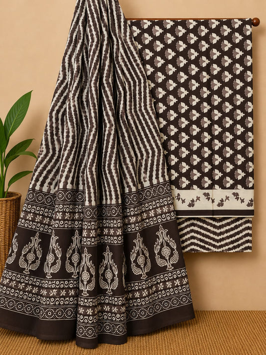 Authentic Jaipur Block Print Cotton Suit with Cotton Dupatta 7