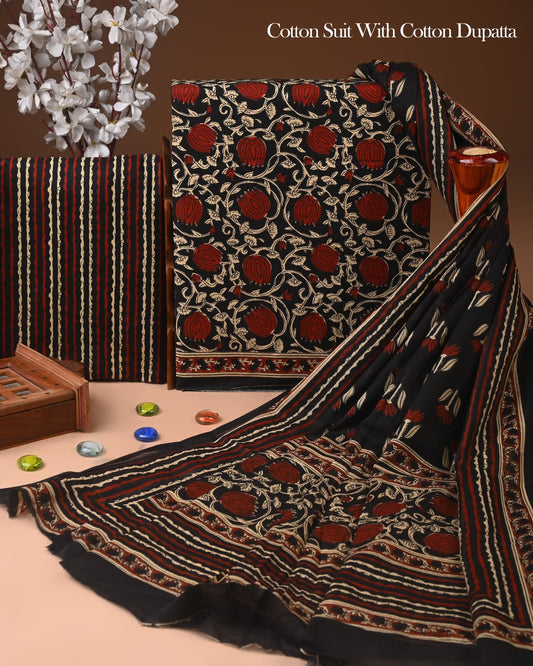 Sanganeri Print Cotton Suit With Mulmul Dupatta 70