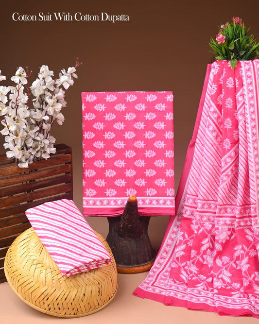 Pure Cotton Suit With Mulmul Dupatta