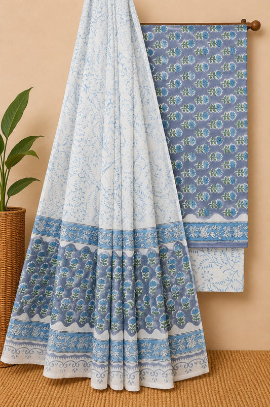 Hand Block Print Pure Cotton Suit Set with Cotton Dupatta 37