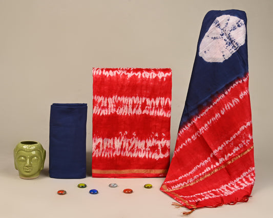 Exclusive Hand Block prints Chanderi Silk Suit Set