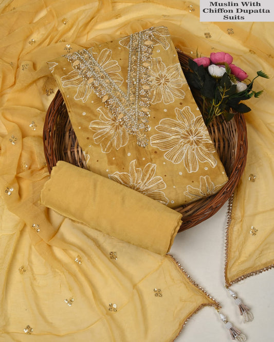 Multicolor Muslin Suit with Heavy Jardozi Work (PCVMSD4)