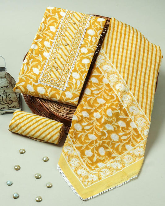 Yellow Pure Cotton Suit With Gota Patti Work (25)