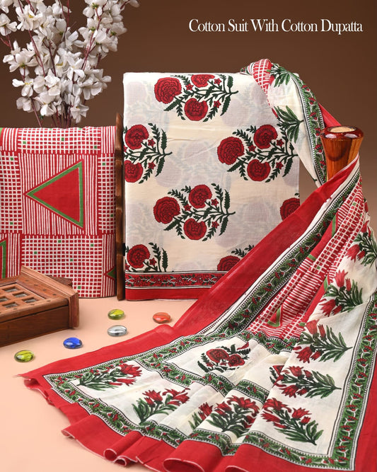 Soft Cotton Suit With Mulmul Dupatta 12