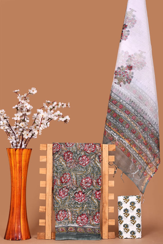 Elegant Hand Block Printed Kota Cotton Suit Material