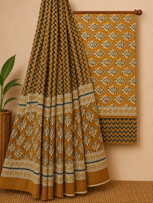 Jaipuri Print Pure Cotton Suit With Mulmul Dupatta 28