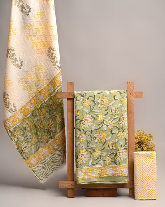 Premium Hand Block Print Cotton Suit With Cotton Dupatta