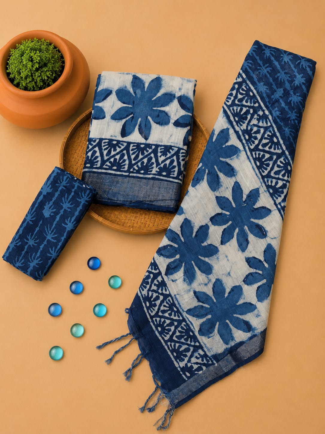 Premium Hand Block Print Lilen Suit Set