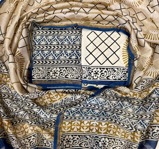 Royal Chanderi Silk Suit With Elegant Handwoven Dupatta