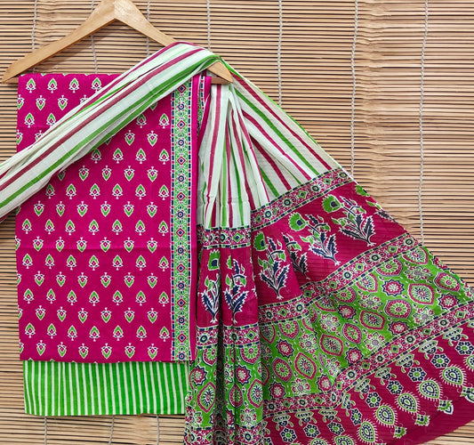 Organic Cotton Suit Set With Mulmul Dupatta