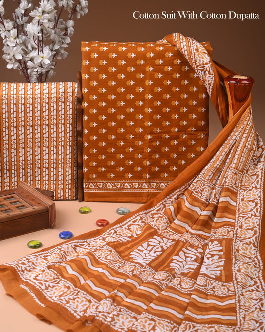 Premium Hand Block Printed Soft Cotton Suit Set 47