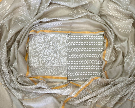 Handcrafted Chanderi Silk Suit With Subtle Zari Detailing