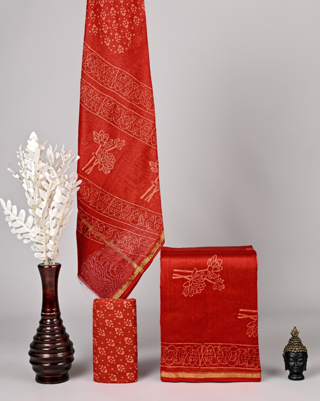 Exclusive Hand Block Print Chanderi Silk Suit Set