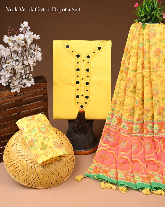 New Cotton Suit With Gota Pati Work Chiffon Dupatta