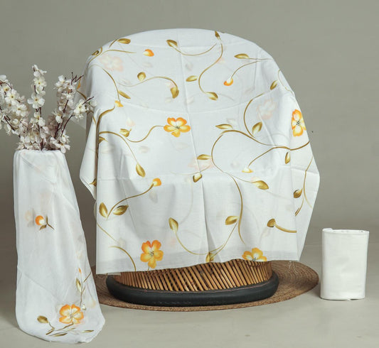 Hand Block Print Organic Cotton Suit With Chiffon Dupatta