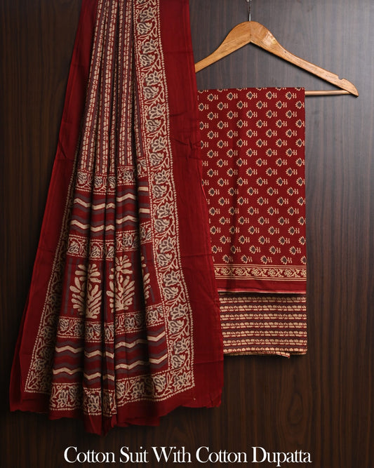 Premium Pure Cotton Suit With Mulmul Dupatta