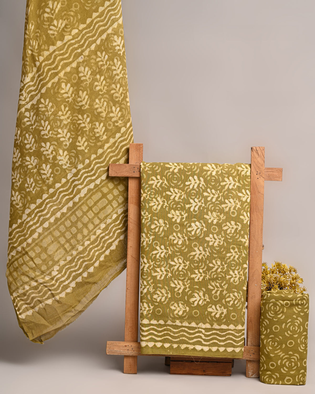 Bagru Print Soft Cotton Suit Set With Mulmul Dupatta