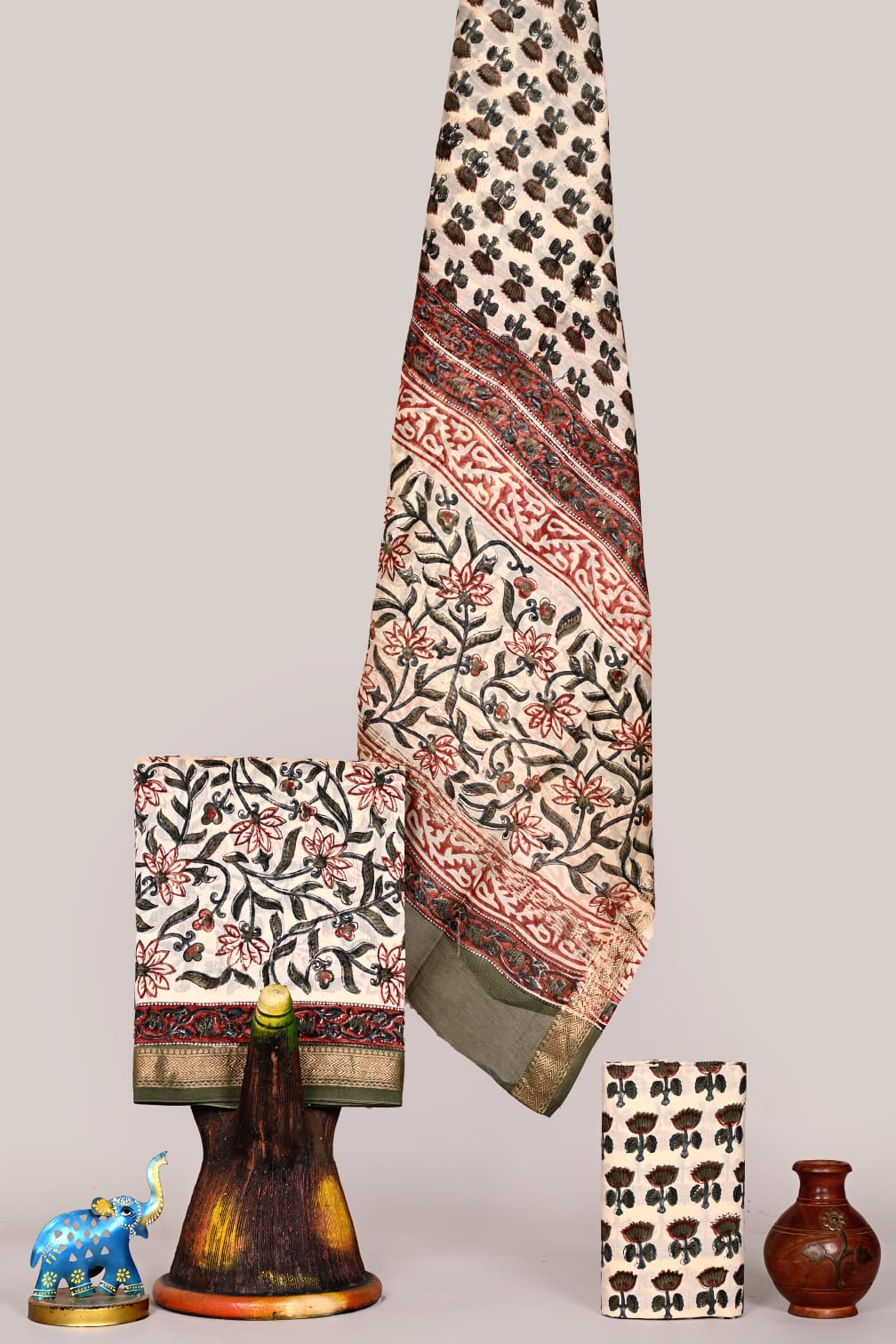 Premium Hand Block Print Maheshwari Silk Suit