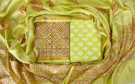Bagru Hand Block Printed Chanderi Silk Suit Set