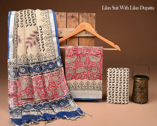 New Hand Block Printed Linen Suit set