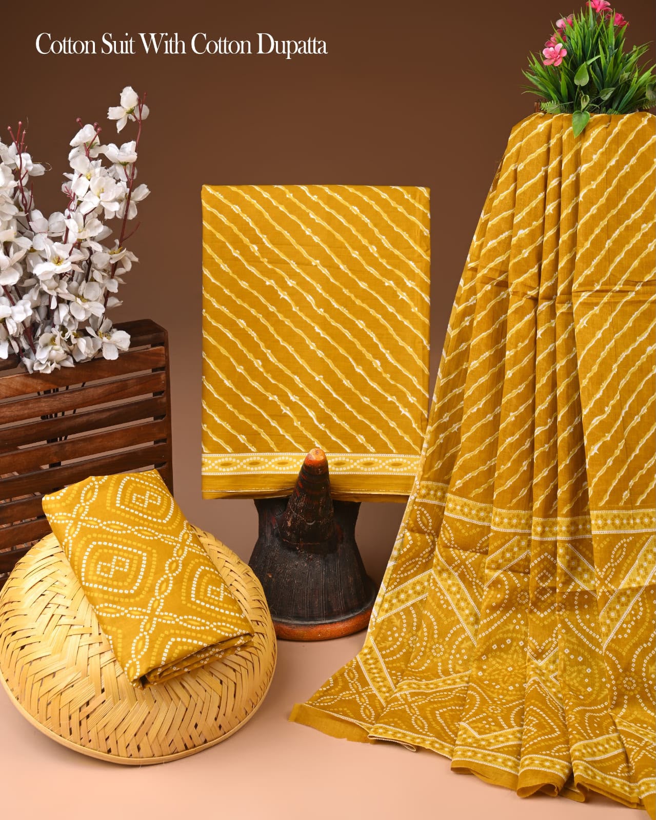 Organic Cotton Suit with Mulmul Dupatta