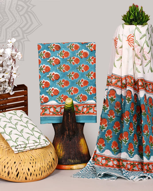 Sanganeri Printed Cotton Suit Set With Cotton Dupatta 82