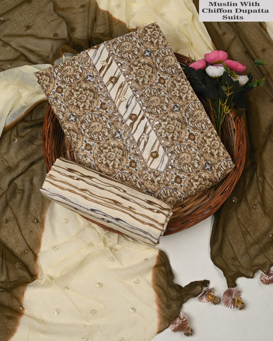 Multicolor Muslin Suit with Heavy Jardozi Work (PCVMSD13)