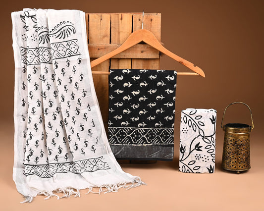 New Hand Bock Print Lilen Suit Set