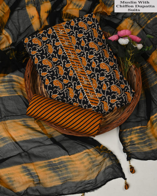 Multicolor Muslin Suit with Heavy Jardozi Work (PCVMSD12)