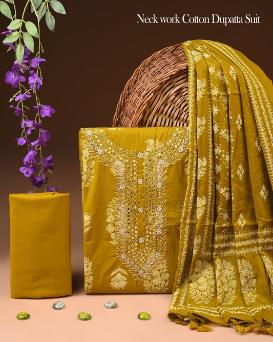 New Cotton Suit With Gota Pati Work Chiffon Dupatta