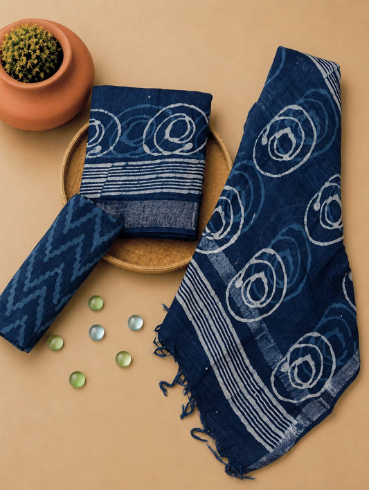 Bagru Hand Block Printed Lilen suit with Lilan Dupatta
