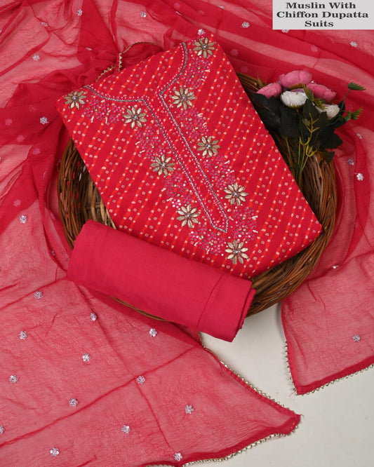 Multicolor Muslin Suit with Heavy Jardozi Work (PCVMSD21)