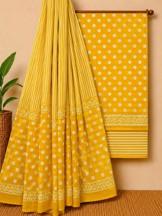 Elegant Handcrafted Block Print Cotton Suit with Cotton Dupatta 18