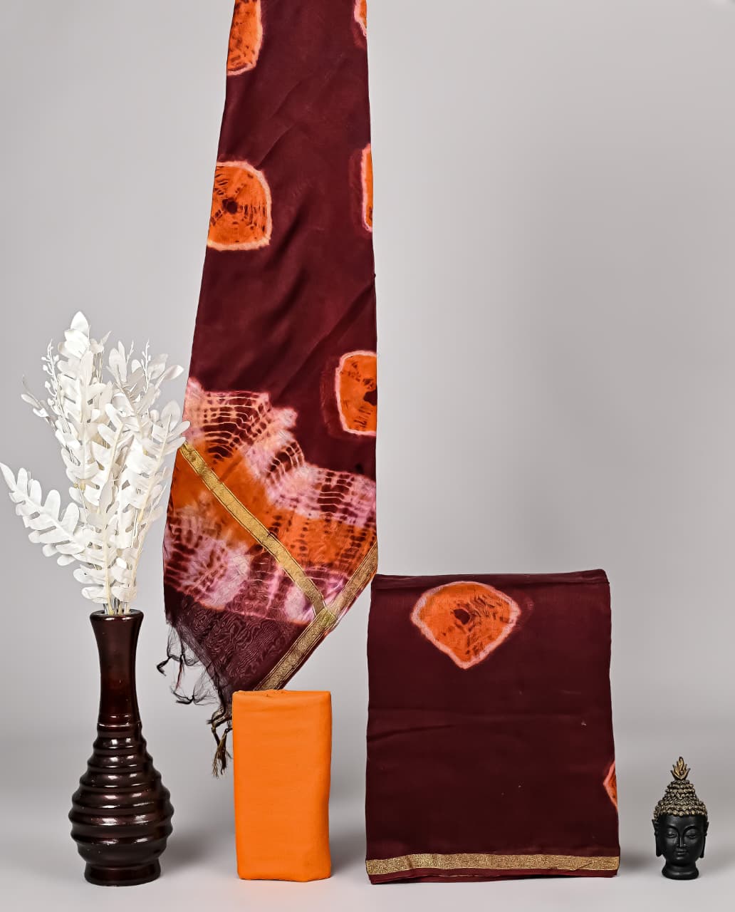 Bagru  print Chanderi Silk Suit Set