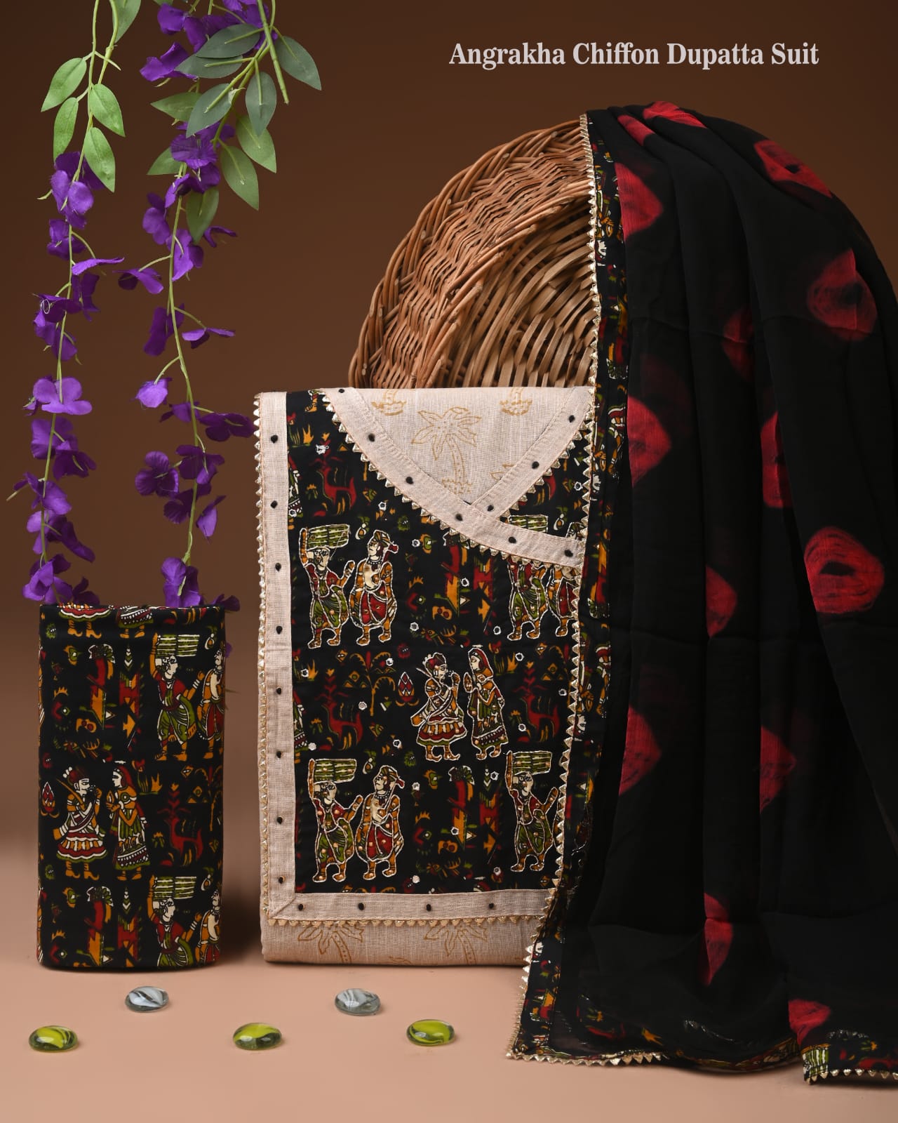 Premium Cotton Gota Patti Work Suit With Chiffon Dupatta