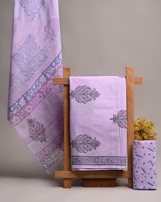 Bagru Hand Blcok Print Cotton Suit with Cotton Dupatta