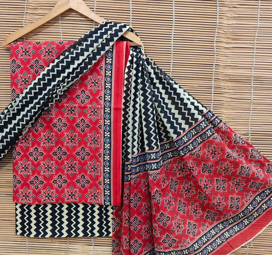 Exclusive Cotton Suit Set With Mulmul Dupatta